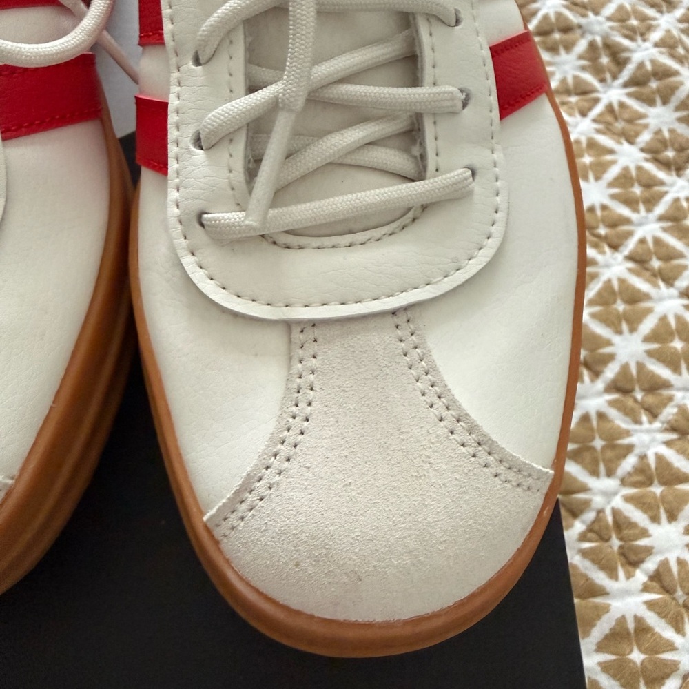 adidas White Sneakers with Red Stripes and Gum Platform - Picture 4 of 7